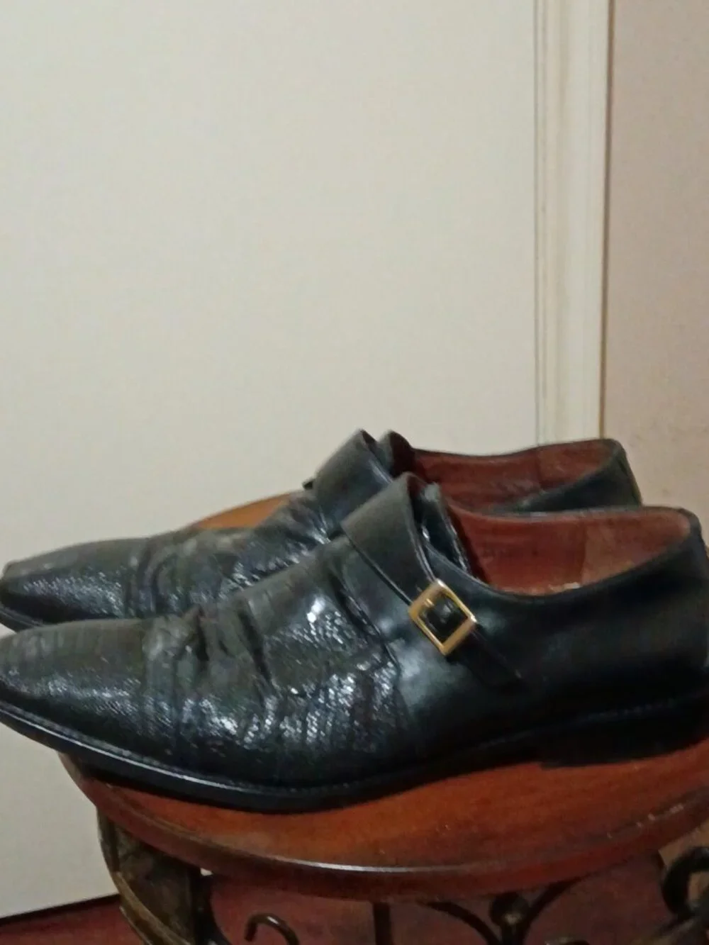 Belvedere Black Genuine Ostrich Leg Monk Strap Dress Shoes Size 12